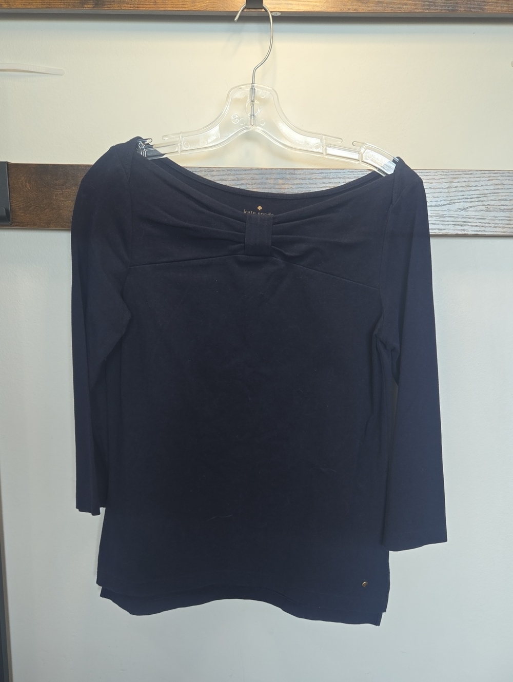 kate spade Navy Bow-Front Long Sleeve Top